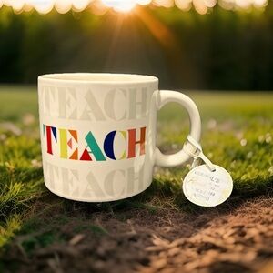 Punch Studio TEACH Mug Colorful Geometric Teacher Coffee Cup 14.6 oz